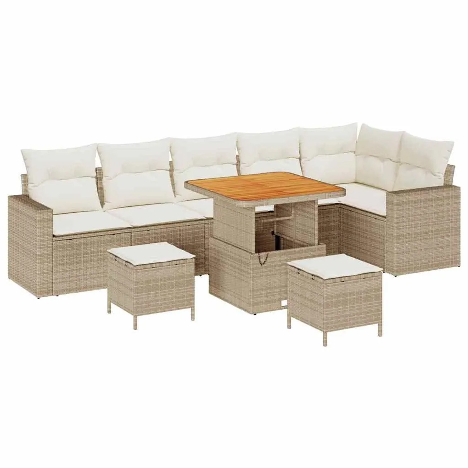 vidaXL Gartensofa-Set mit Kissen 11 Stk Beige und Creme Poly-Rattan 3363581 günstig online kaufen
