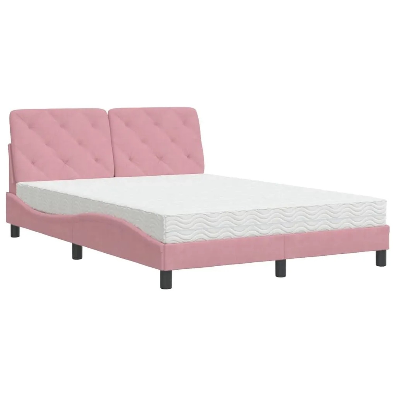 vidaXL Bett mit Matratze Rosa 140x190 cm Samt 3208657