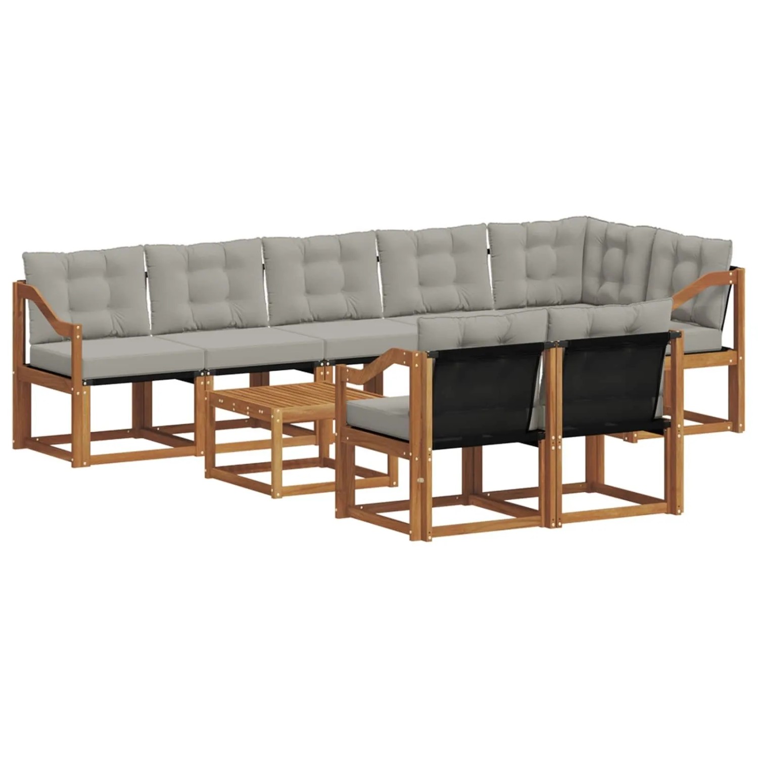 vidaXL Outdoor-Sofagarnitur mit Kissen 9-Tlg Natur und Hellgrau 3368818