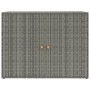 Grauer vidaXL Gartenschrank aus Poly Rattan mit zwei Türen und Holzgriffen.