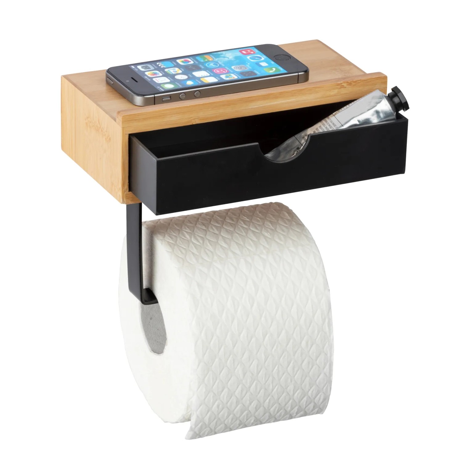 WENKO Toilettenpapierhalter mit Ablage Bambusa Bambus 18,5 x 14 x 10,5 cm  kaufen bei OBI