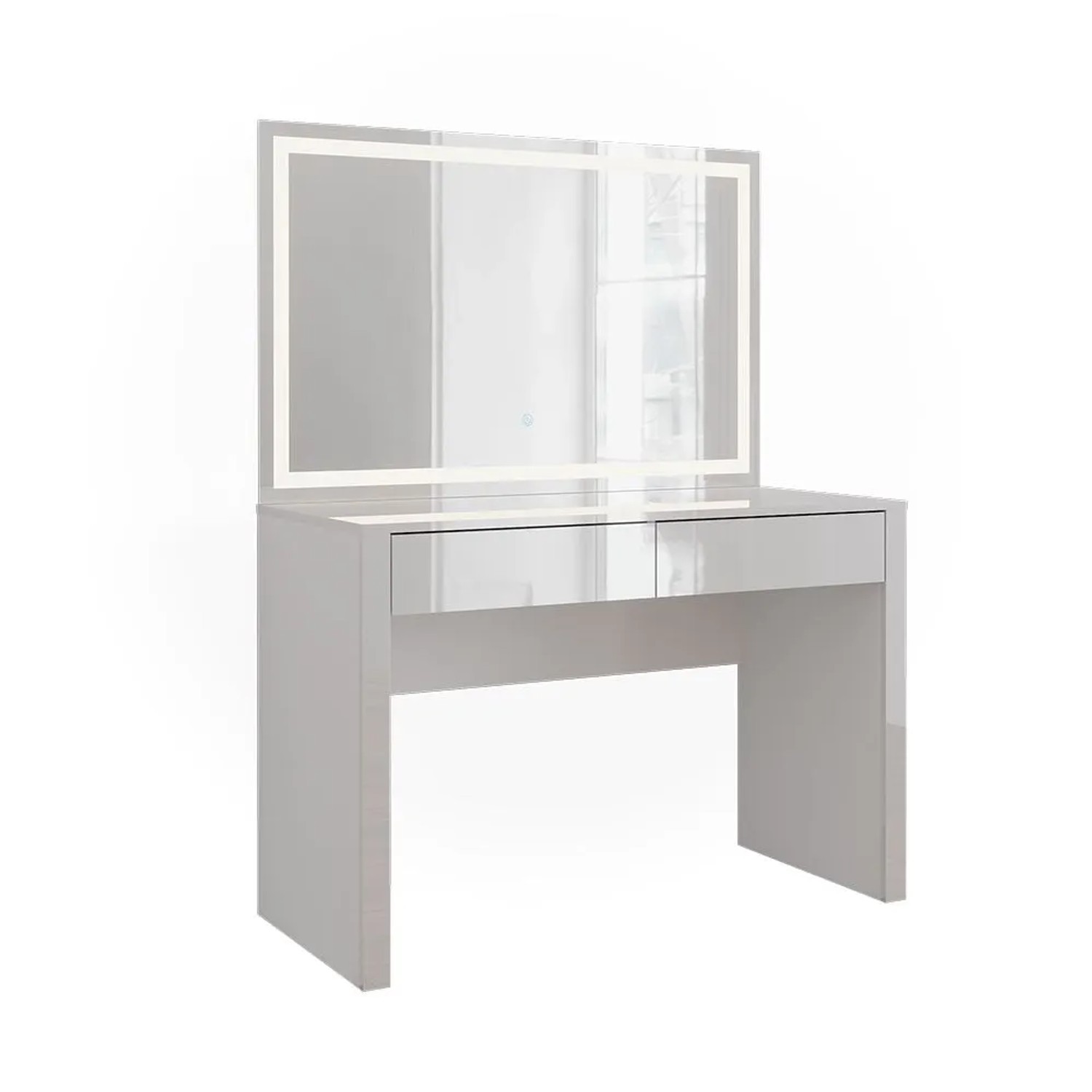 Vicco Schminktisch Annabelle Weiß Hochglanz/Weiß 110 x 146 mit LED-Spiegel