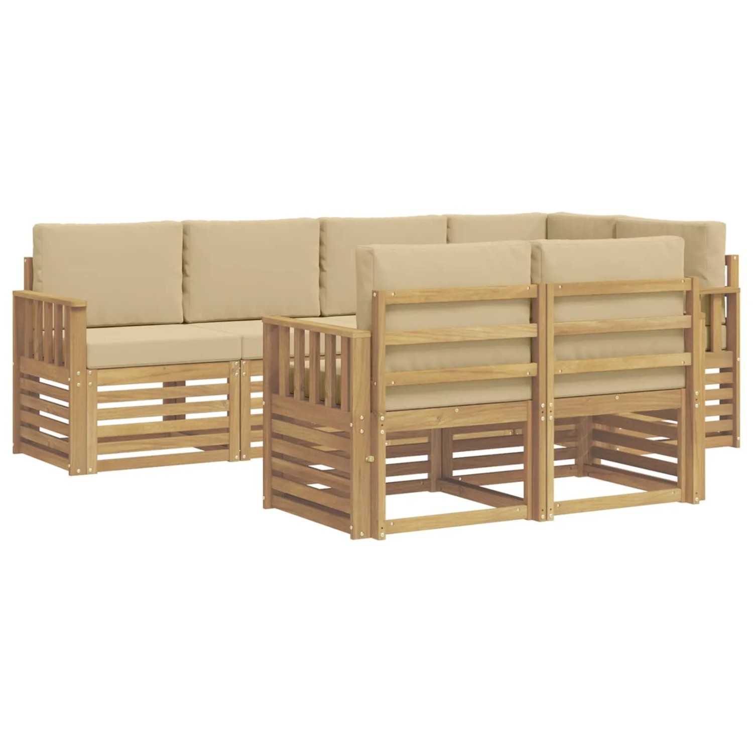 vidaXL Outdoor-Sofagarnitur 7-Tlg Weiß und Beige 247 x 128,5 x 73 cm 3391988