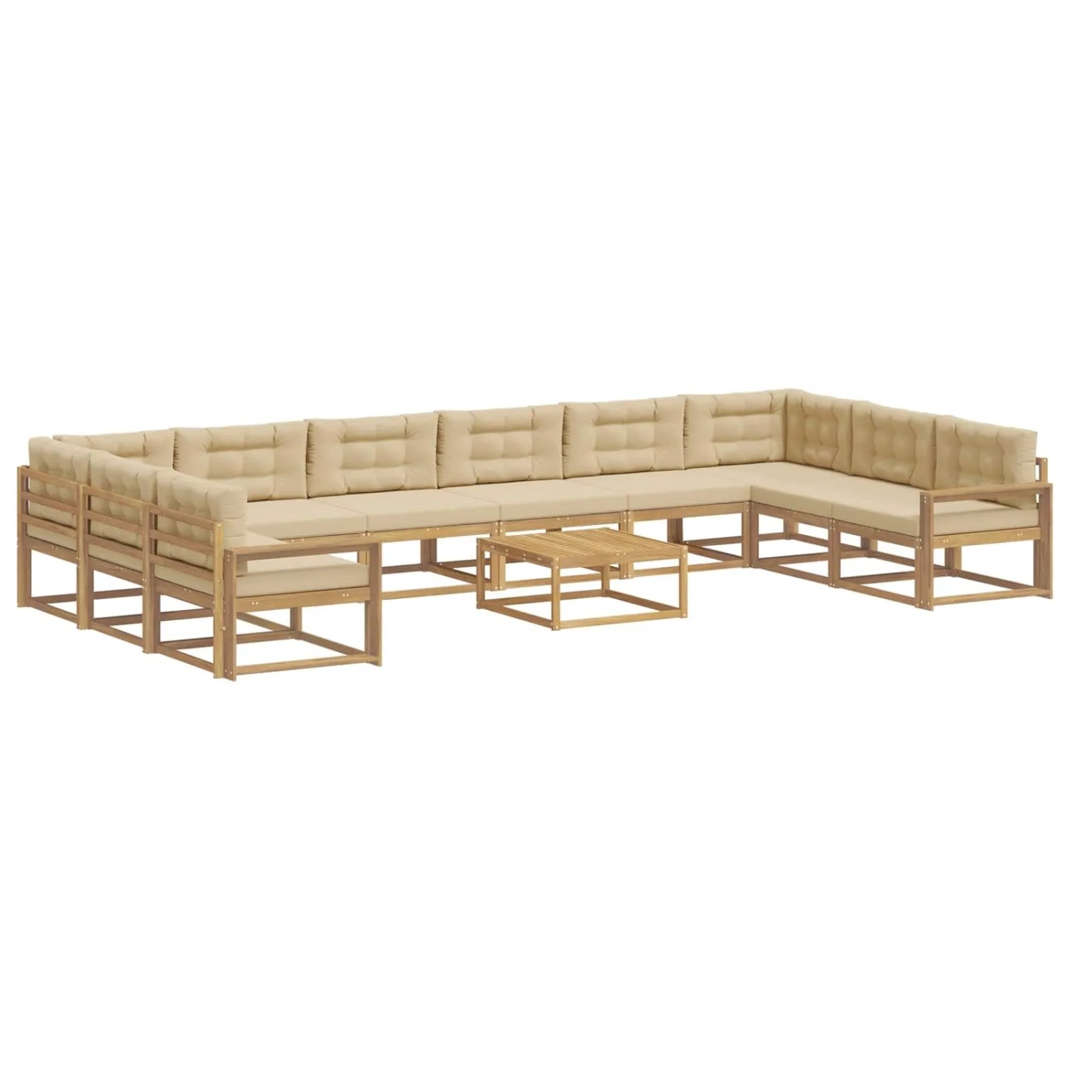 vidaXL Outdoor-Sofagarnitur mit Kissen 11 Stk Weiß und Beige 3387147