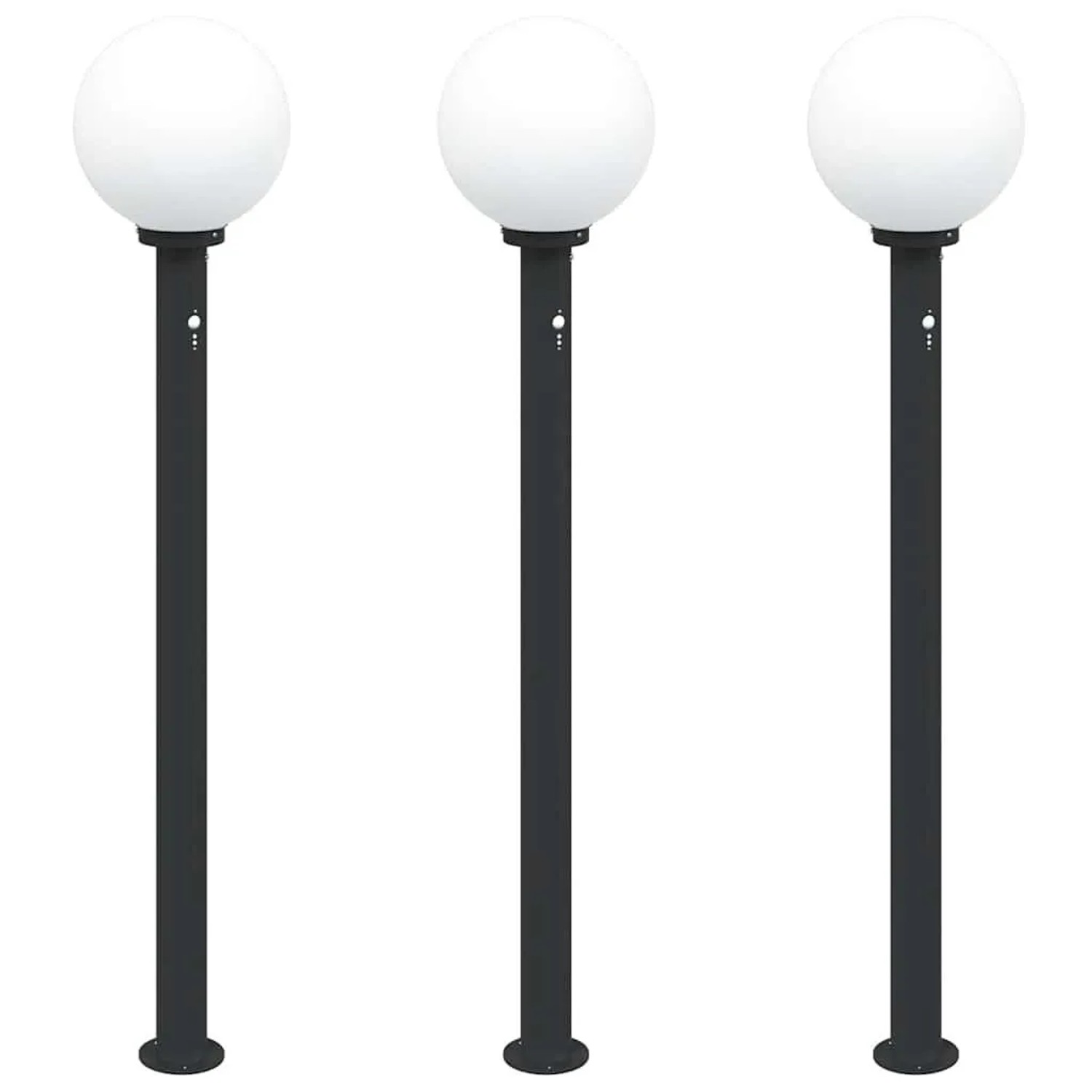 vidaXL Pollerleuchten mit Sensor 3 Stk 120 cm Schwarz IP44 4006118