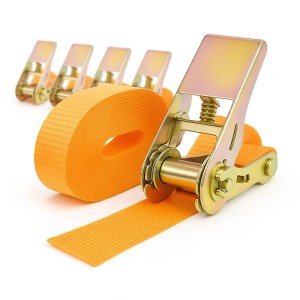 5er Set TRUTZHOLM Spanngurte, 4m, 800kg, orange, mit Ratsche für Ladungssicherung.