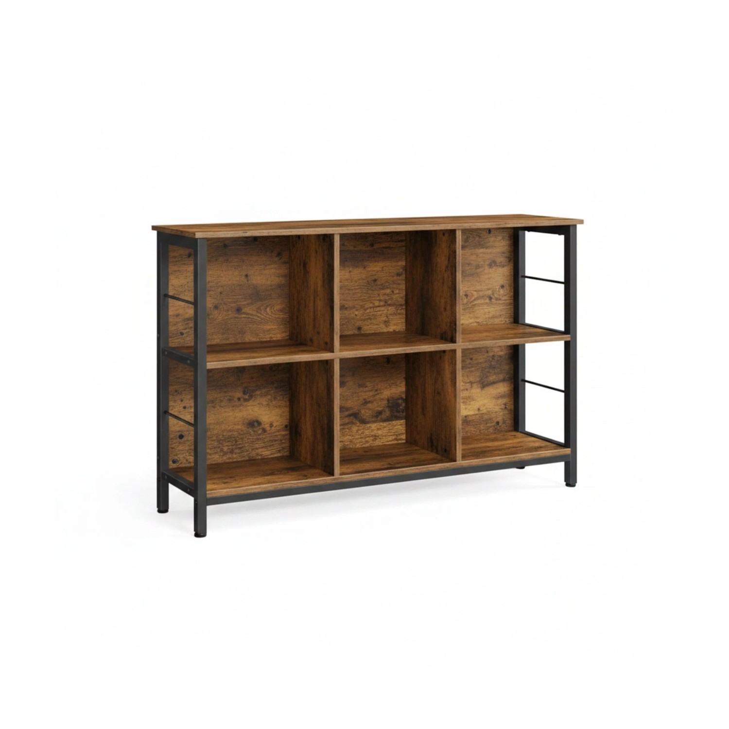 Relaxdays Regal MDF Eisen Vintagebraun 6 Fächer 80 cm x 120 cm x 33 cm 15,6 kg