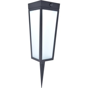 Moderne, mattschwarze Lutec LED Solar Wegeleuchte Dias mit Erdspieß.