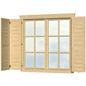 Skan Holz Fensterläden für Doppelfenster, passend für Gartenhäuser der 28 und 45 mm Serie.