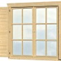 Skan Holz Fensterläden für Doppelfenster, passend für Gartenhäuser der 28 und 45 mm Serie.