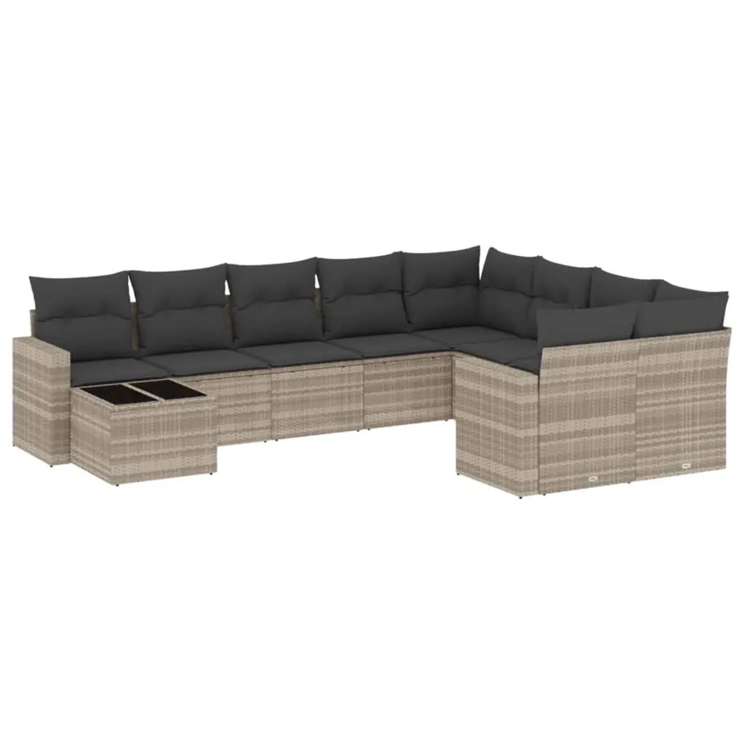 vidaXL 10-Tlg Garten-Sofagarnitur mit Kissen Hellgrau Poly Rattan 3251799 günstig online kaufen