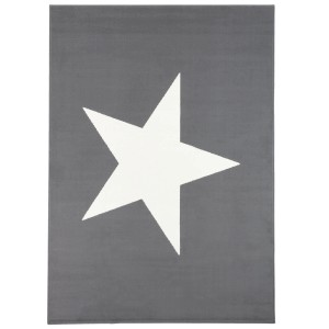 Pergamon Kinderteppich Trendline Stern, anthrazit, 120x170 cm. Kurzflorteppich mit Sternmotiv.