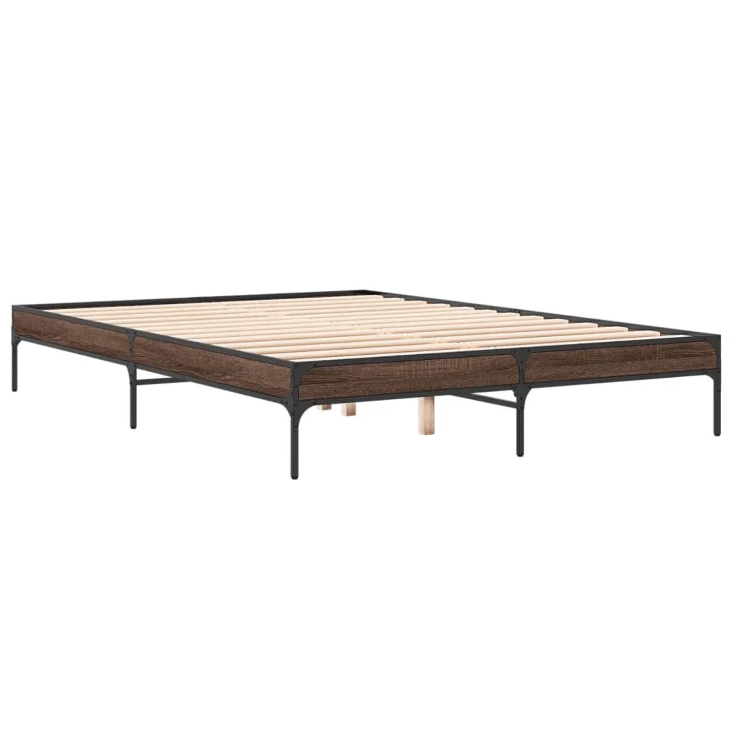 vidaXL Bettgestell Braun Eichen-Optik 160x200 cm Holzwerkstoff Metall 84501 günstig online kaufen