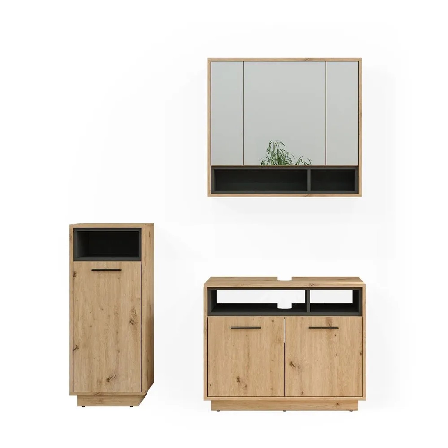 Vicco Badmöbel-Set Beatrice Artisan-Eiche 80 x 64 3-teilig