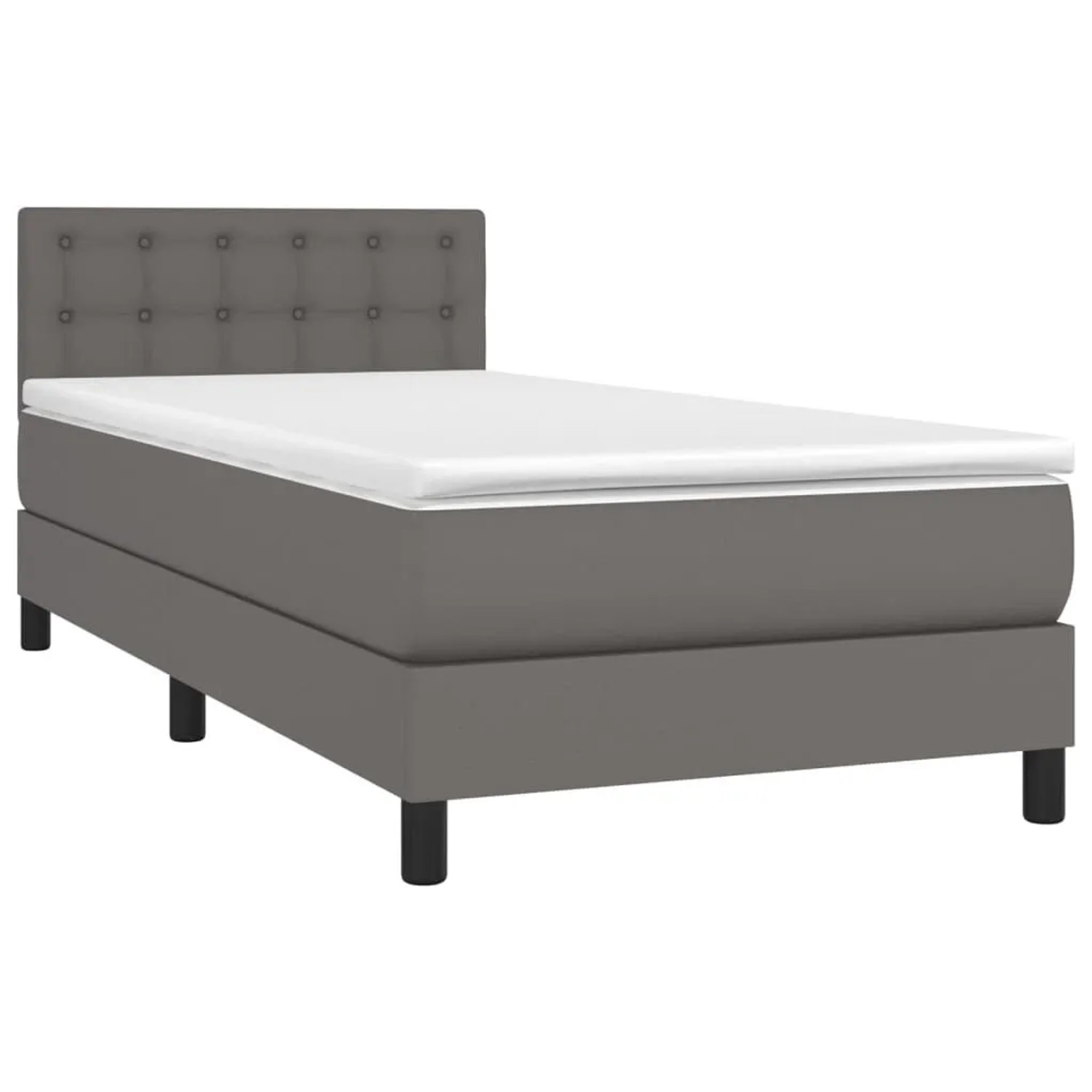 vidaXL Boxspringbett mit Matratze & LED Grau 100x200 cm Kunstleder 3134211 günstig online kaufen