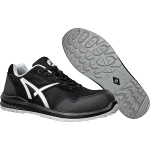 Albatros Sicherheitshalbschuh Drifter Black Low S1P, schwarz-silber, Größe 44. Arbeitsschuh mit Fiberglaskappe.