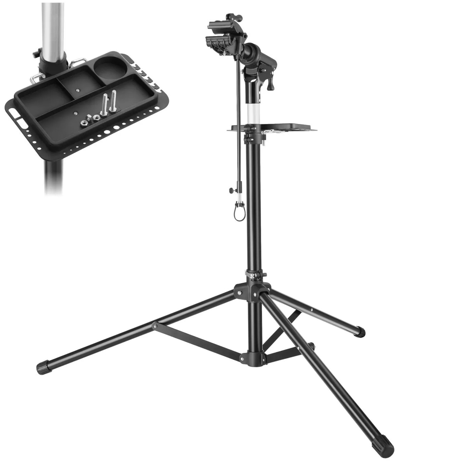 Tectake Fahrradmontageständer Tristan Belastbarkeit 50 kg  Klappbar Mit Schnellverschlüssen Stufenlos Höhenverstellbar und 360° Drehbar  138 x 120 x 1