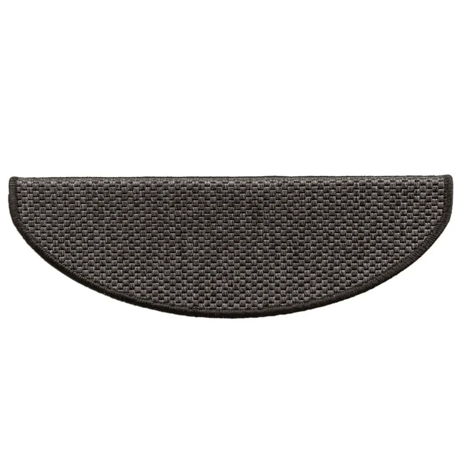 Anthrazitfarbene, halbrunde vidaXL Treppenmatte in Sisal-Optik. Selbstklebend, rutschfest.