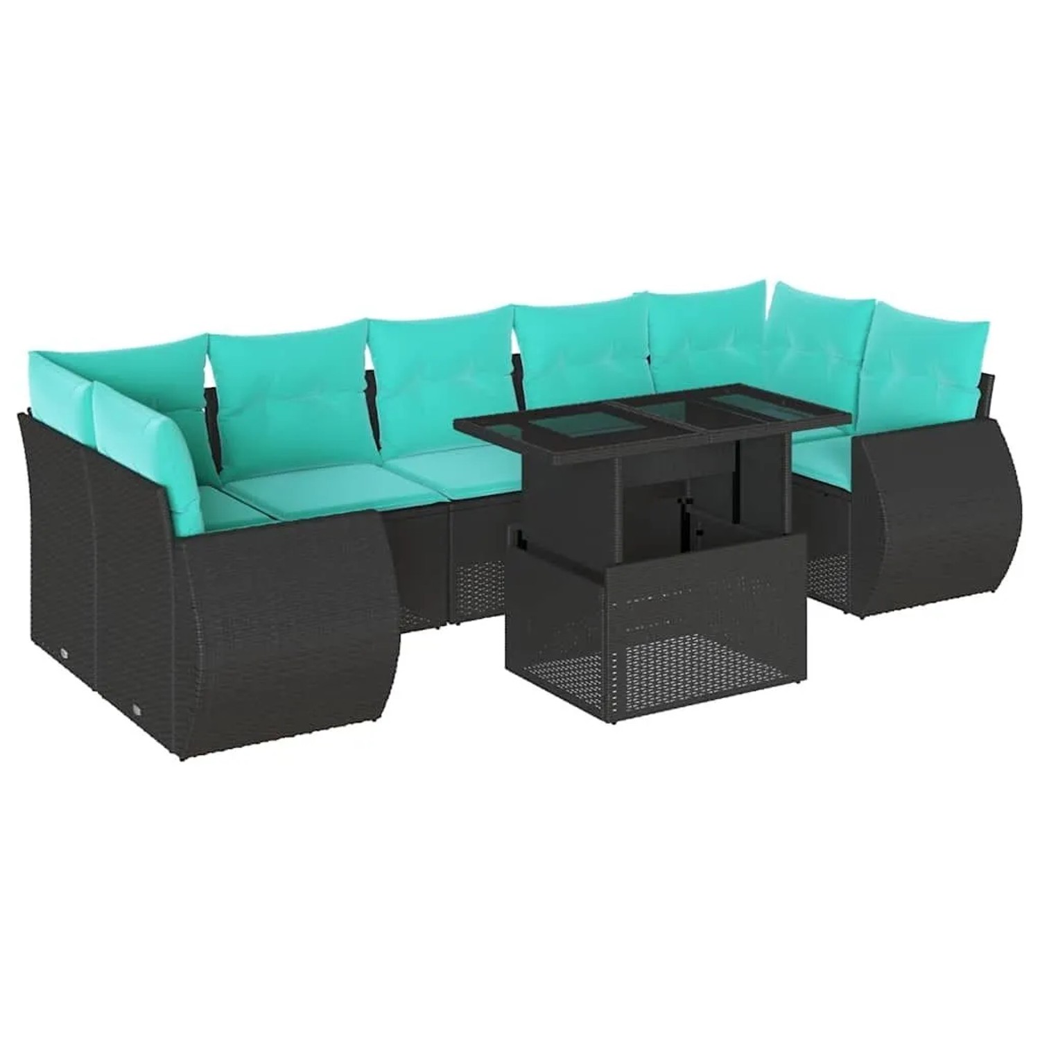 vidaXL 8-Tlg Gartensofa-Set mit Kissen Schwarz Polyrattan 3268407 günstig online kaufen