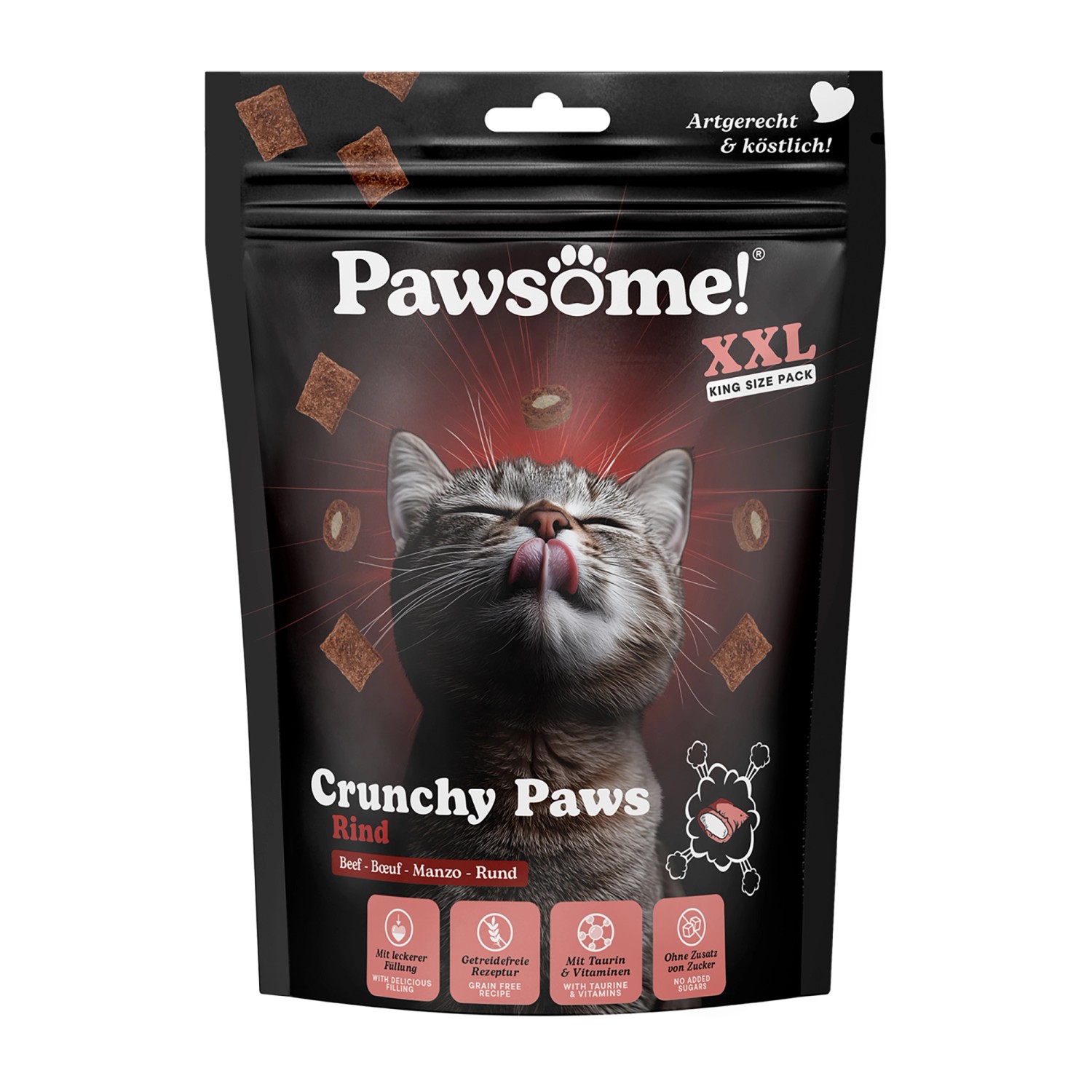 Pawsome Katzen-Ergänzungsfutter Crunchy Paws Rind 150 g