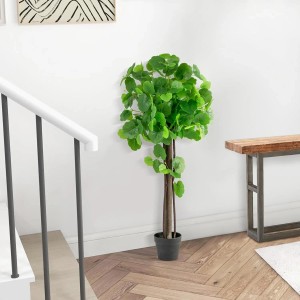 Costway Kunstpflanze mit Blättern & Holzstamm Grün 110 cm 1 Pack