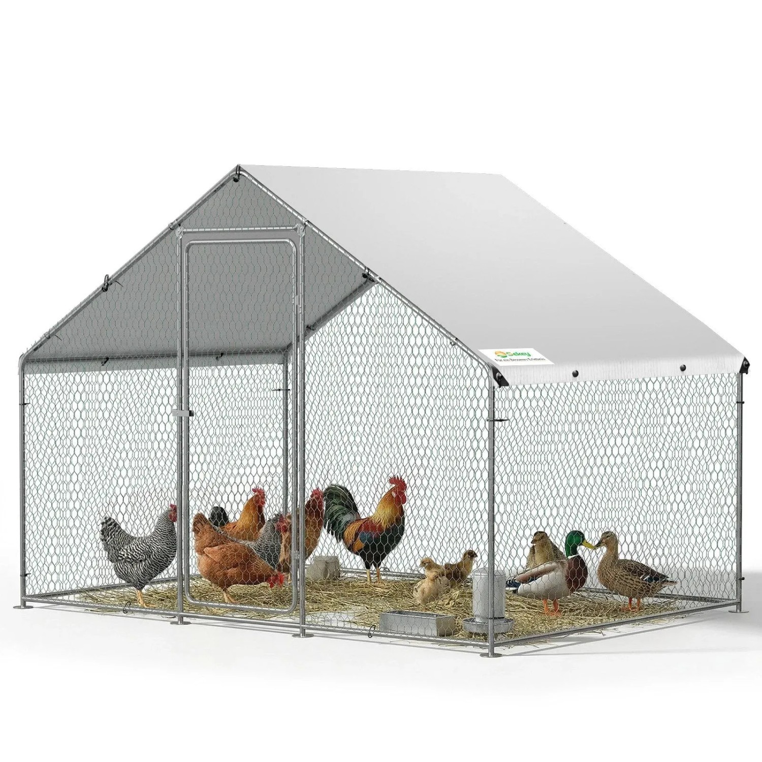 Sekey Hühnerstall Winterfest für 10 Hühner XXL Freilaufgehege Kleintierstall Voliere 2x3x2m Hühnerstall für 6 Hühner Kleintiere mit Schloss Freigehege