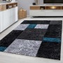 Ayyildiz Kurzflorteppich Hawaii, 120x170 cm, türkis, mit modernem geometrischen Muster in Grau und Schwarz.