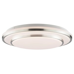 Moderne LED-Deckenleuchte Nivaro in Silber-Weiß, Ø 39 cm für Wohnräume.