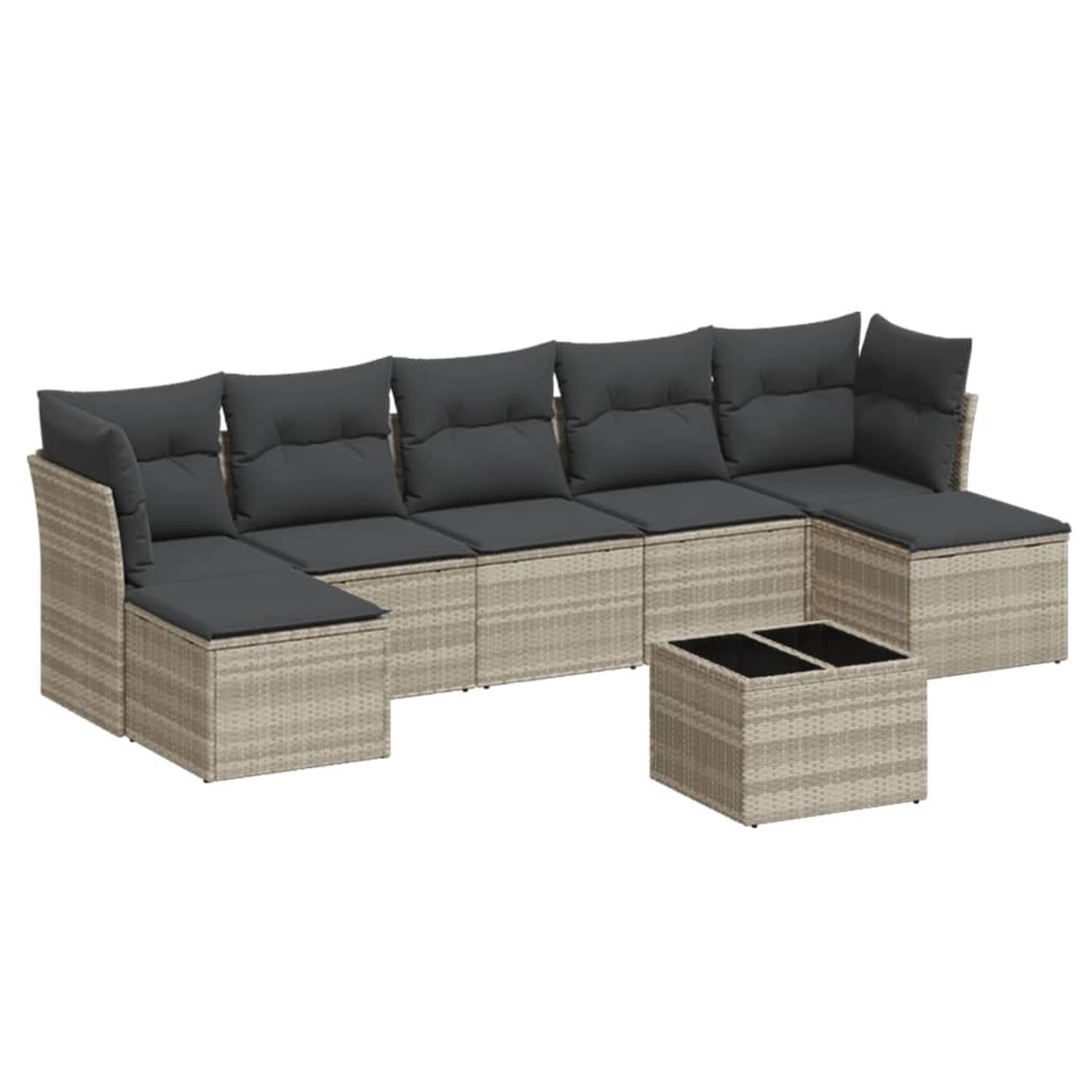 vidaXL 8-Tlg Garten-Sofagarnitur mit Kissen Hellgrau Poly Rattan 3249881 günstig online kaufen