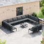 vidaXL Garten-Sofa-Set, 13-teilig, anthrazitfarbenes Stahl-Lounge-Set mit Tisch und Polstern.