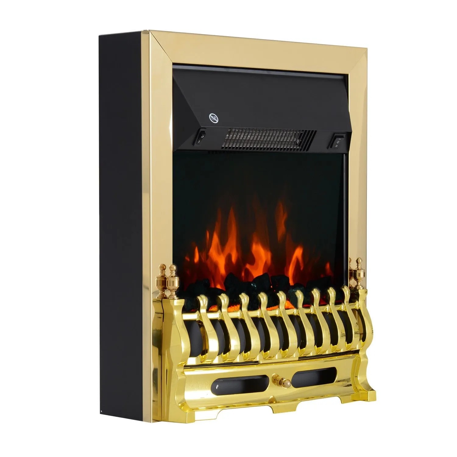 HOMCOM Elektrokamin Kamin Kaminofen Elektrischer Standkamin Flammeneffekt Gold