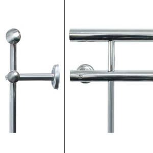 Glänzender, französischer Balkon von ECD Germany, 100x90 cm, mit 7 Füllstäben aus Edelstahl.