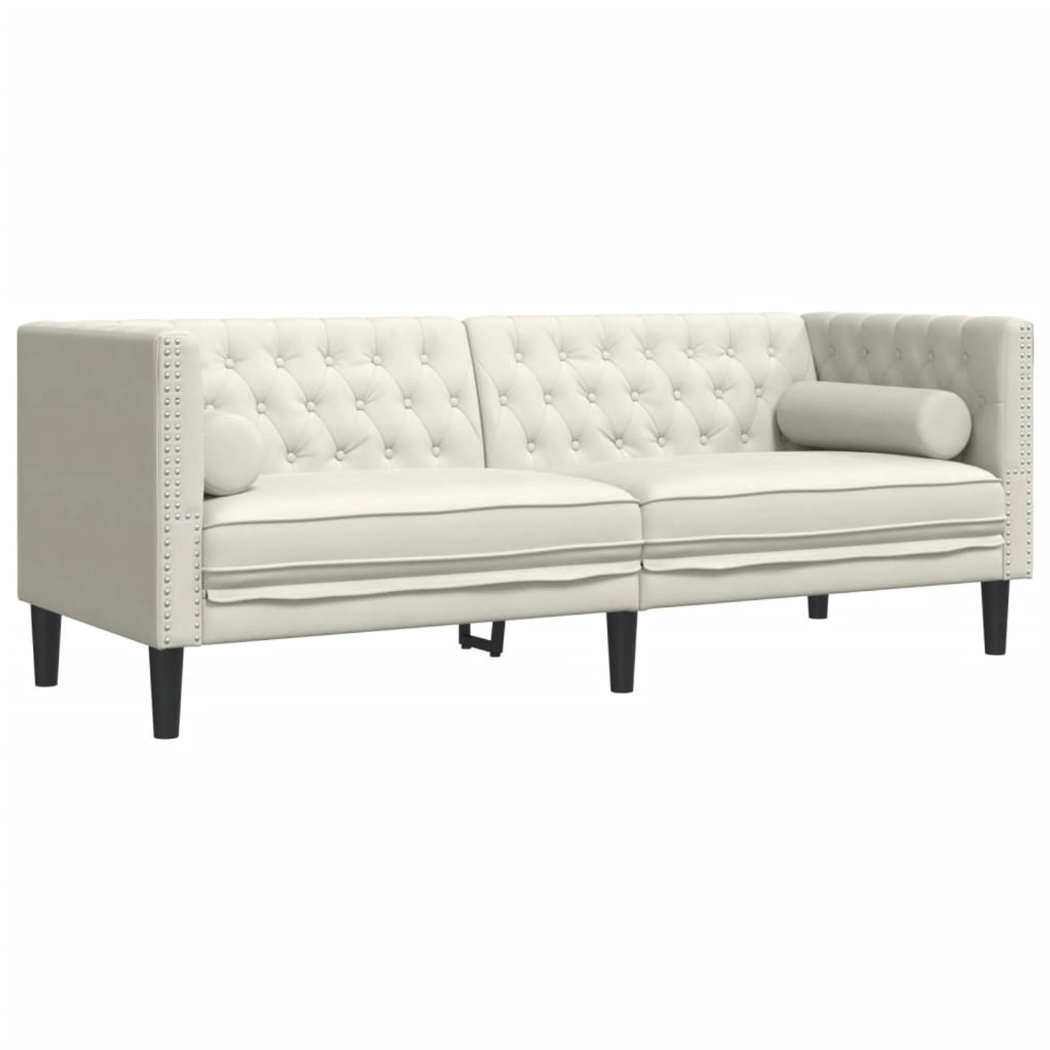 vidaXL Chesterfield-Sofa mit Nackenrollen 3-Sitzer Creme Samt 2157823 günstig online kaufen