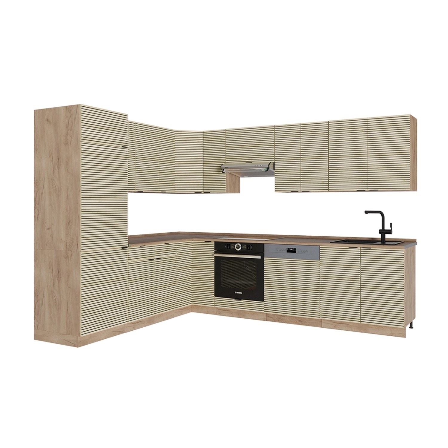 Vicco Fame-Line Eckküche Eiche Paneel/Goldkraft Eiche 227 x 287 cm AP Eiche günstig online kaufen