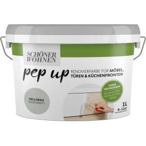 Eimer Schöner Wohnen pep up Renovierfarbe Hellgrau für Möbel, Türen und Küchenfronten.