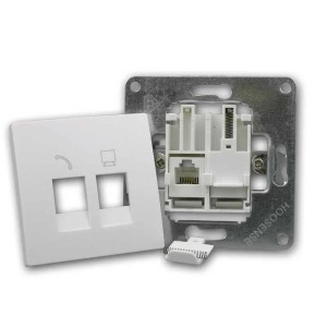 McPower FLAIR Netzwerkdose Weiß 250V10A UP RJ45RJ11