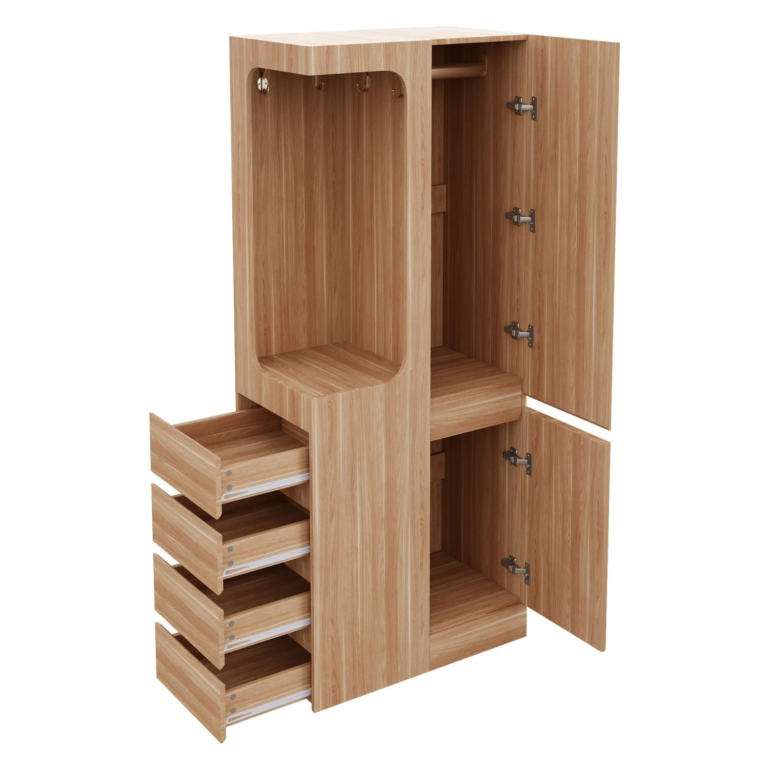 Merax Kleiderschrank 70x40x170cm mit Stauraum Holzfarbe