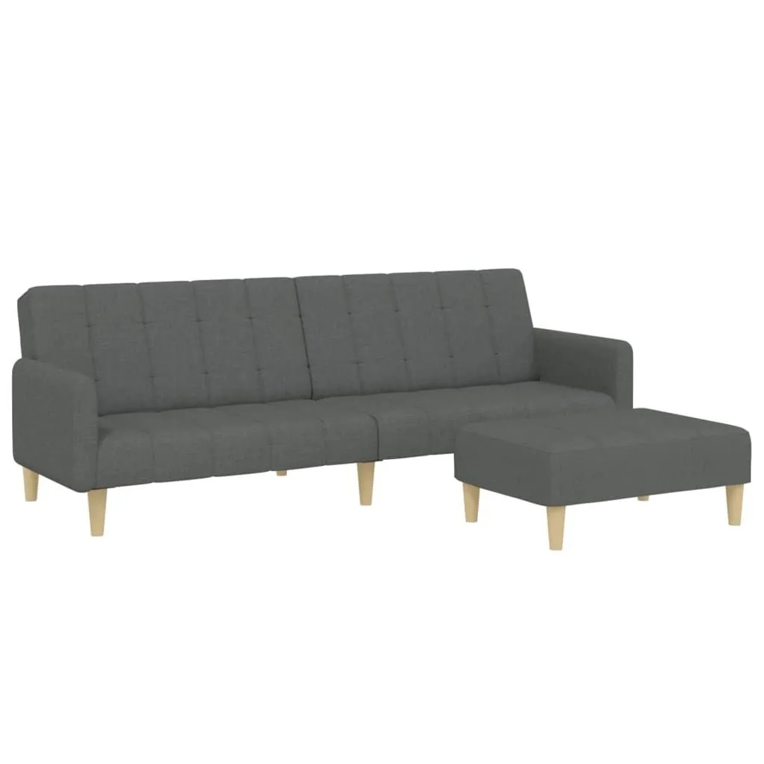 vidaXL Schlafsofa 2-Sitzer mit Fußhocker Dunkelgrau Stoff 3258089 günstig online kaufen