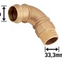 Rotguss Press-Winkel 90 Grad, 28 mm x 33,3 mm (R 1) für Kupferrohr-Verbindungen.
