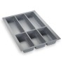 Grauer SOTECH ORGA-BOX IV Universal Besteckeinsatz aus Kunststoff mit 6 Fächern für Schubladen. Rutschhemmende Oberfläche.