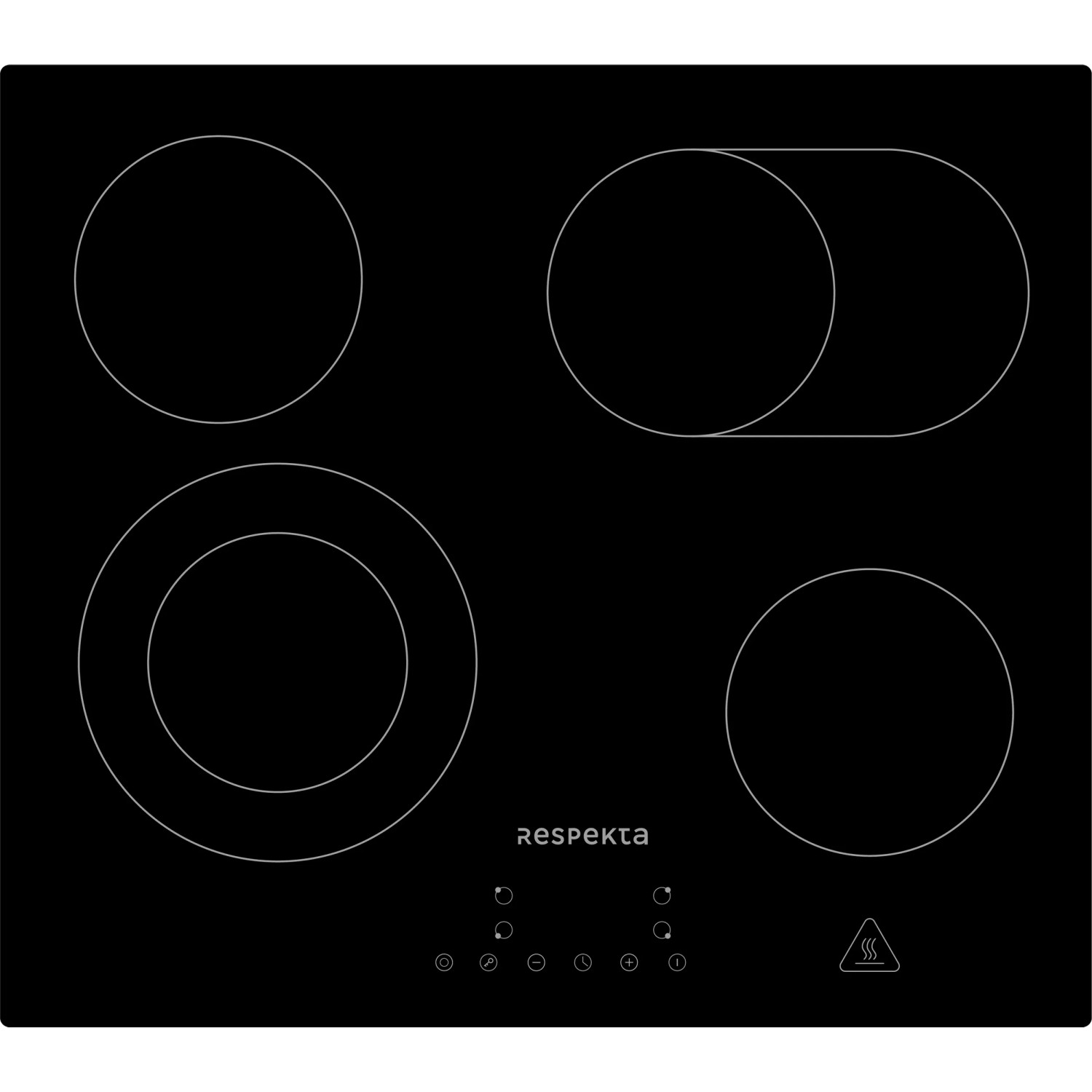 Respekta Glaskeramikkochfeld des autarken Herdsets Ned + Abra mit vier Kochzonen und Touch Control.