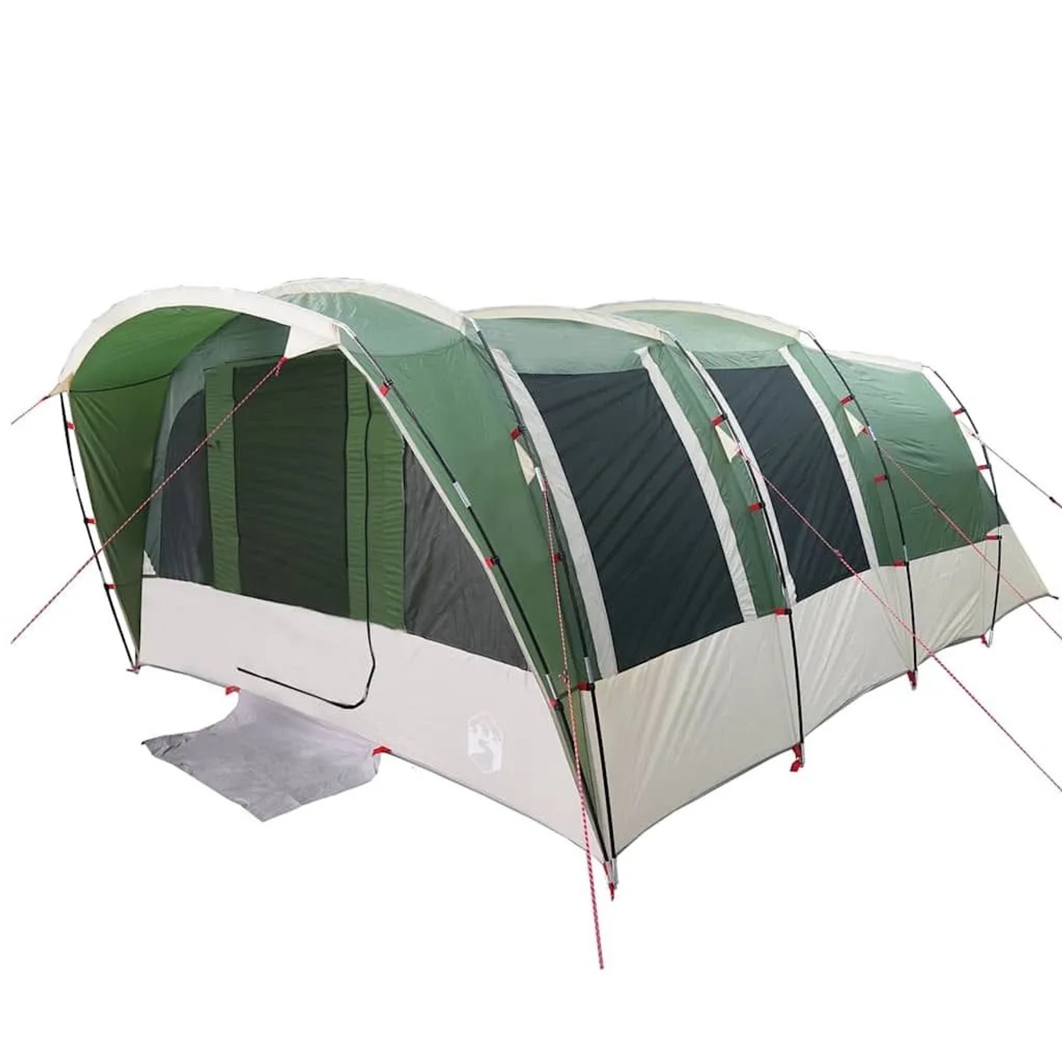 Grünes Tunnel-Familienzelt für 8 Personen von vidaXL, ideal für Campingausflüge.