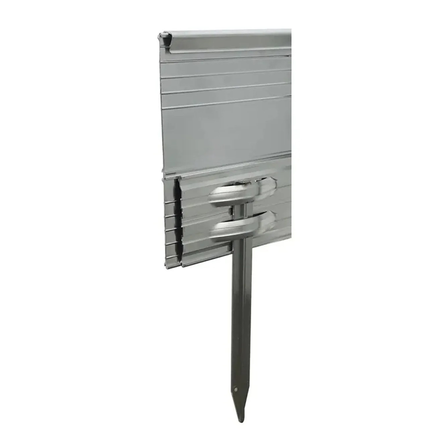 Green-Split Erdanker-Set 10 Stück für Rasenkante 14 cm Höhe Metall Silber_4
