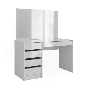 Vicco Schminktisch Sherry, weiß/gold, 120 cm mit Spiegel. Eleganter Kosmetiktisch für Schlaf- oder Ankleidezimmer.