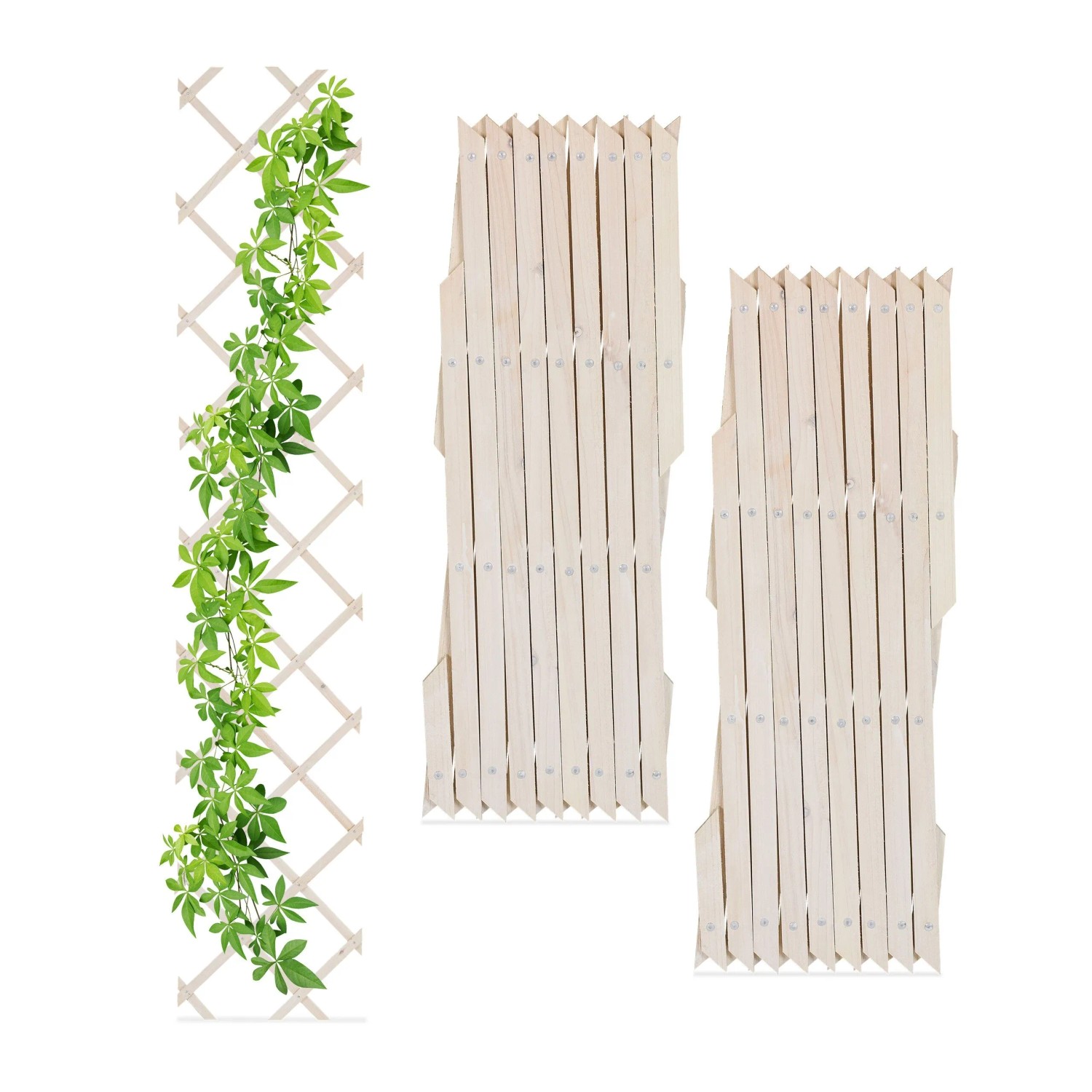 Relaxdays Rankgitter 3er Set Tannenholz Weiß Ausziehbar 180 x 30 x 1,5 cm 1,14 kg