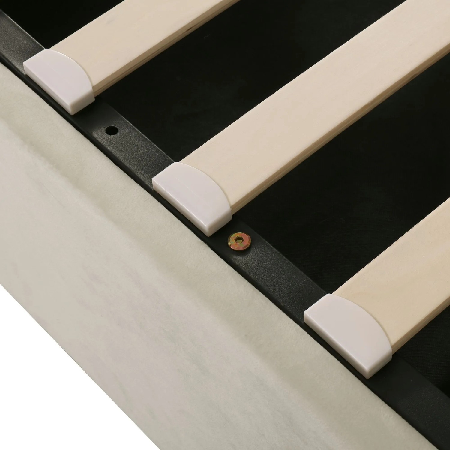 KOMHTOM Polsterbett Hydraulische 140x200Cm  Ohrensessel-Design  Geknöpfte Nähte  Doppelbett Mit Lattenrost  Samtbezug  Beige  Ohne Matratze