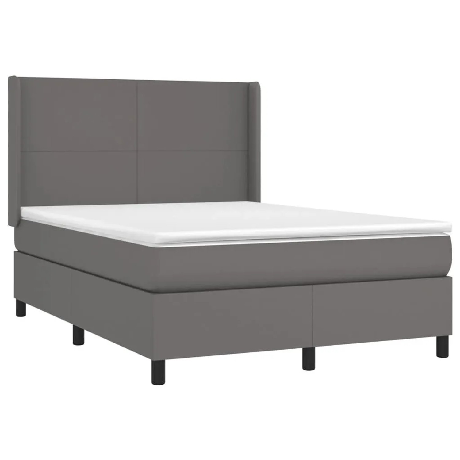 vidaXL Boxspringbett mit Matratze & LED Grau 140x200 cm Kunstleder 3139269 günstig online kaufen