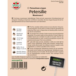 Samenpackung Sperli Petersilie Mooskrause 2: Krauses Petersiliengrün für Garten und Küche.
