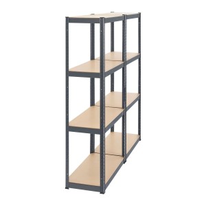 Juskys 2er Set Lagerregale Easy, 160x80x40 cm, grau, mit 8 Einlegeböden aus Holz.