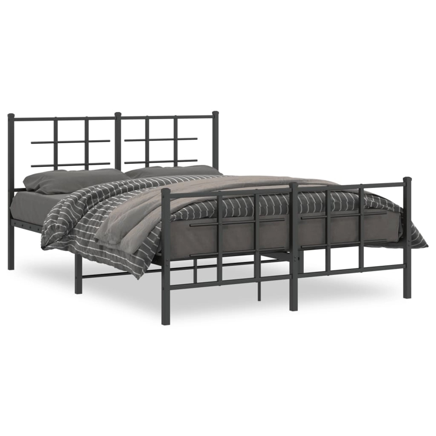vidaXL Bettgestell mit Kopf- und Fußteil Metall Schwarz 140x200 cm 355580 günstig online kaufen